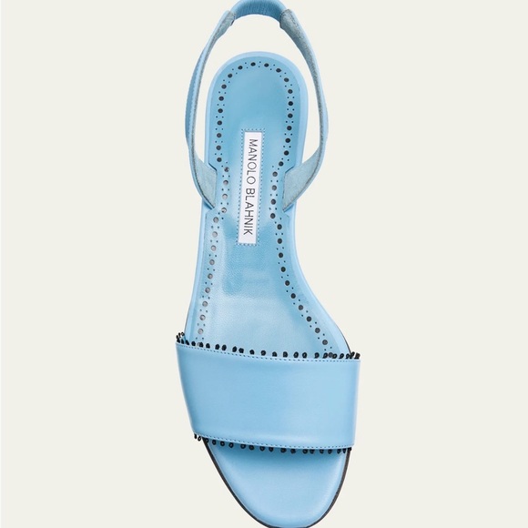 Manolo Blahnik Shoes - Manolo Blahnik Powder Blue Leather Slingback Sandal